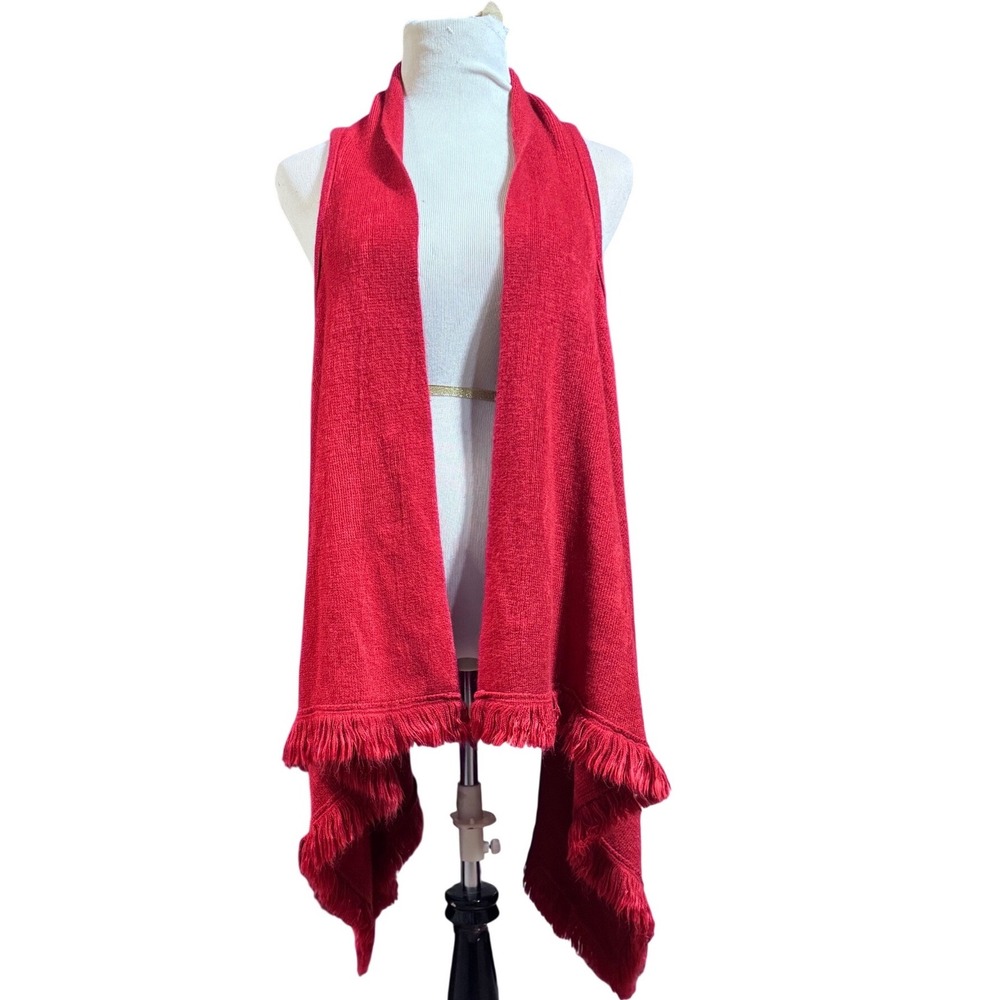 Southern Stitch Red Fringe‎ Waterfall Trim Vest One Size Boho Western